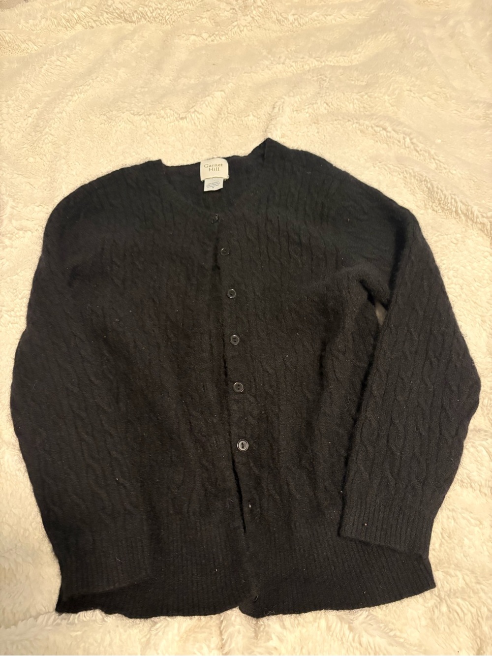 Garnet Hill Black Cable-Knit Women's Cardigan